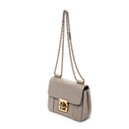 Shoulder Bag Square Elsie Chain Bag Grey Grained Calfskin Leather