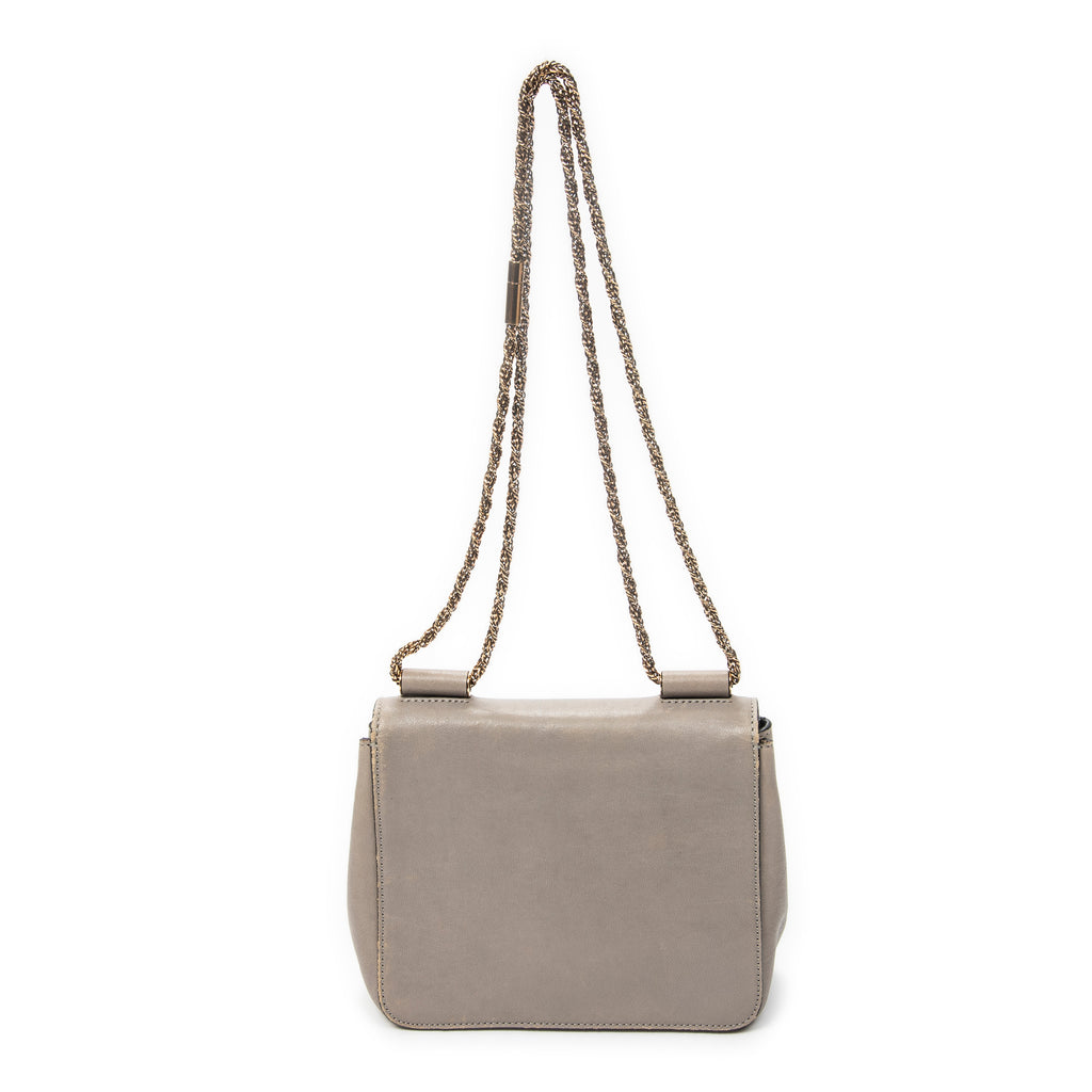 Shoulder Bag Square Elsie Chain Bag Grey Grained Calfskin Leather