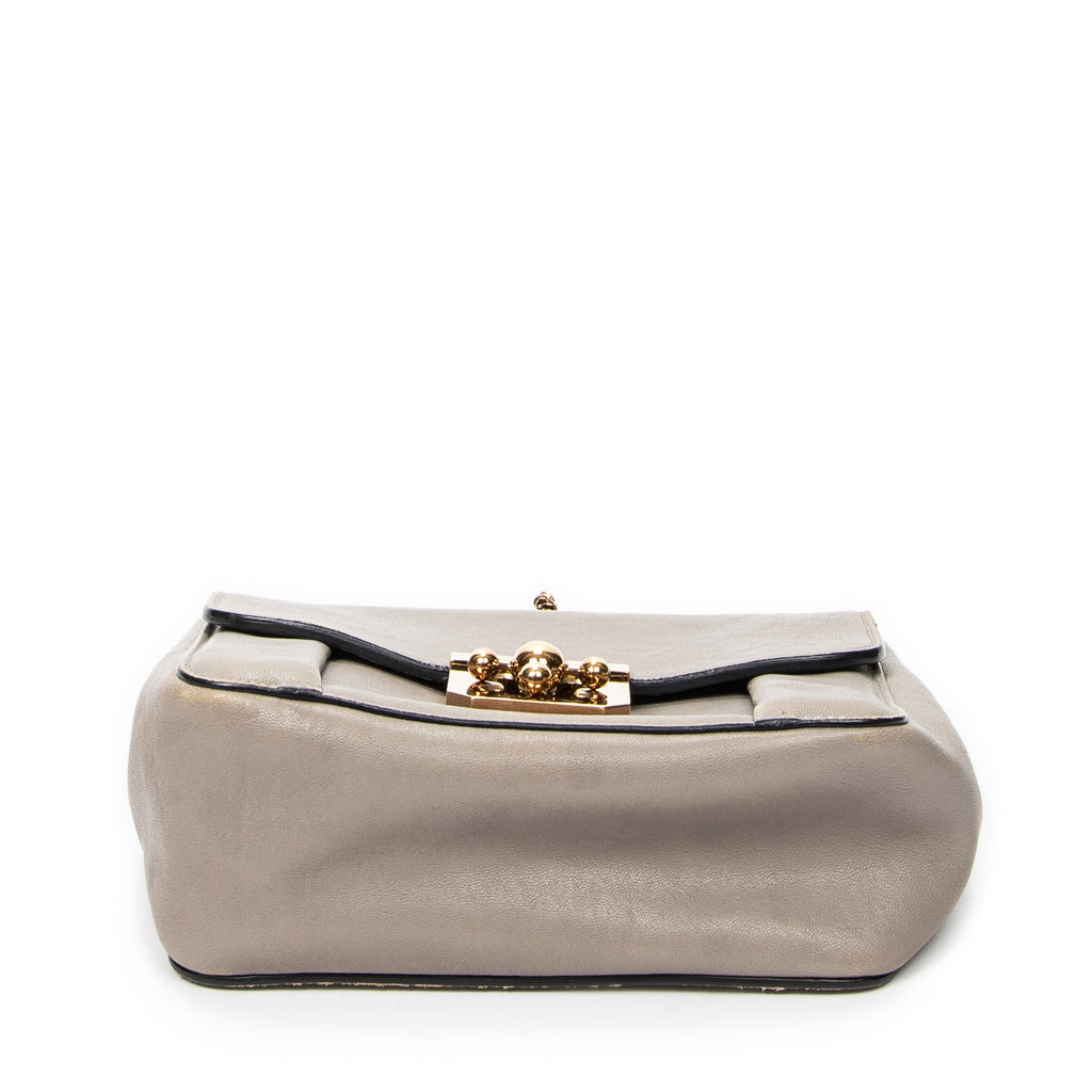 Shoulder Bag Square Elsie Chain Bag Grey Grained Calfskin Leather