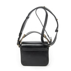 Shoulder Bag C Double Carry Bag Black Smooth Leather