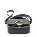 Shoulder Bag C Double Carry Bag Black Smooth Leather