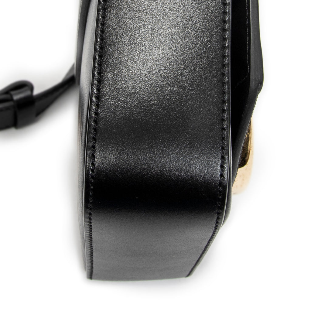 Shoulder Bag C Double Carry Bag Black Smooth Leather