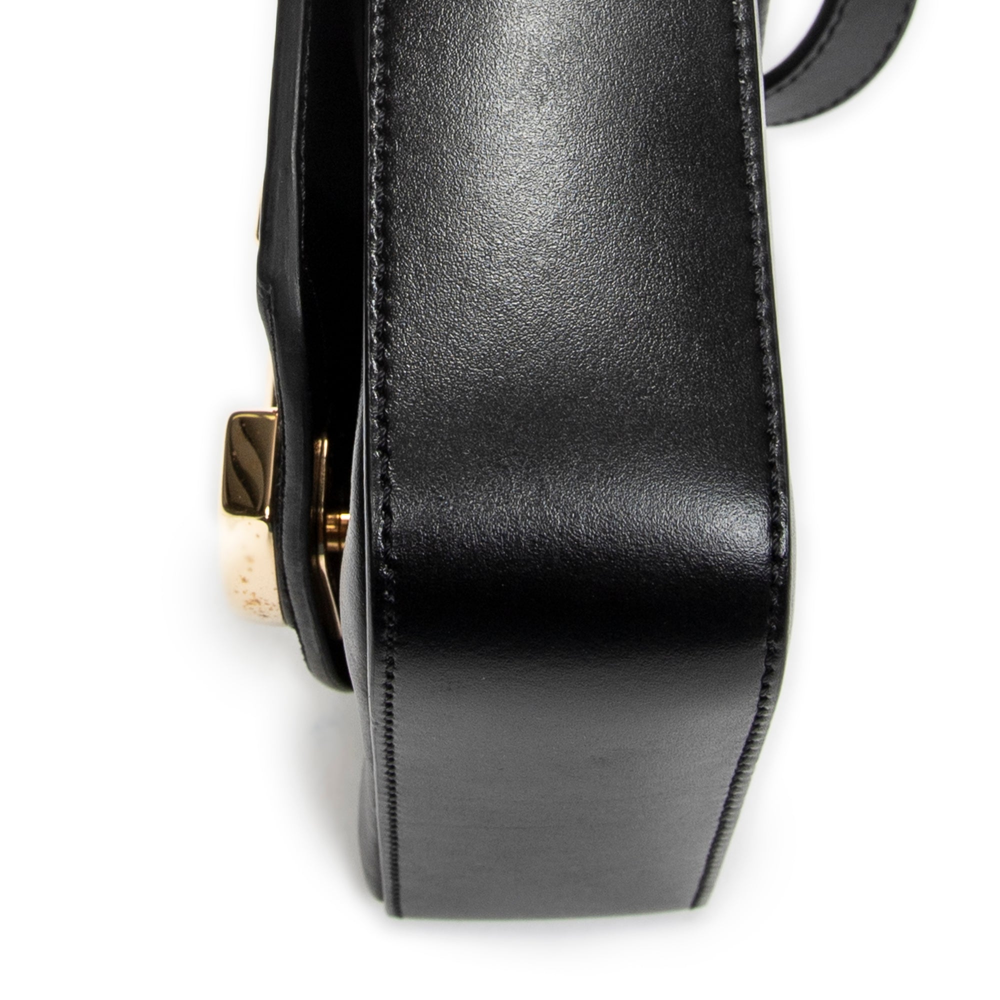 Shoulder Bag C Double Carry Bag Black Smooth Leather