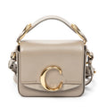 Shoulder Bag Mini C Crossbody Grey Smooth Calfskin Leather