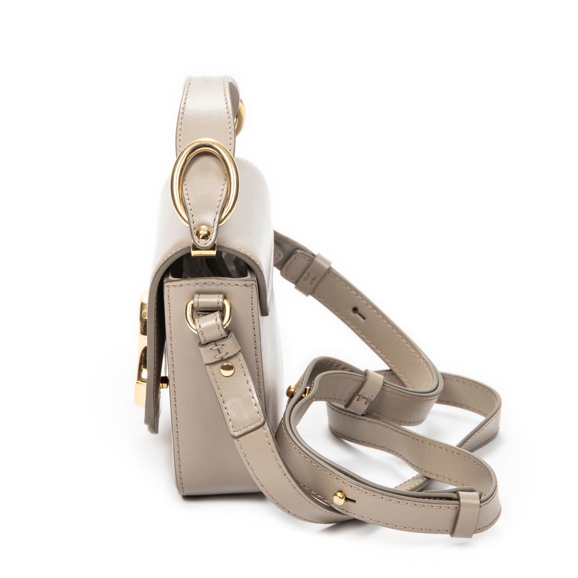 Shoulder Bag Mini C Crossbody Grey Smooth Calfskin Leather