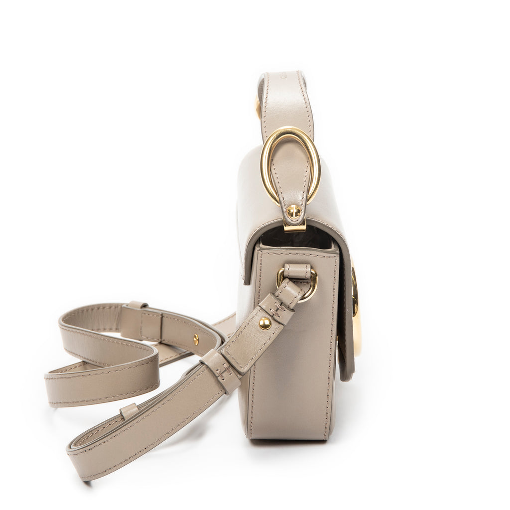 Shoulder Bag Mini C Crossbody Grey Smooth Calfskin Leather