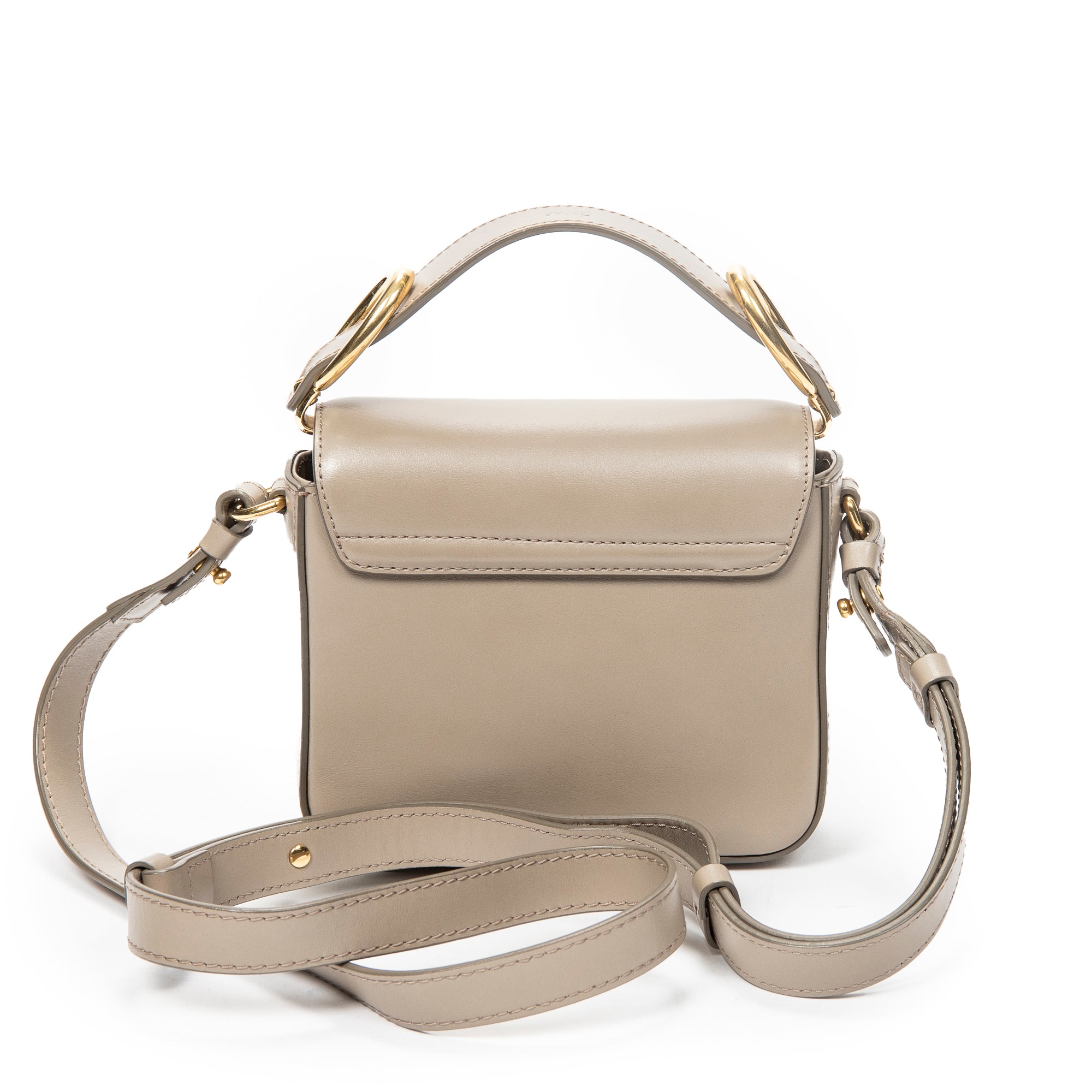 Shoulder Bag Mini C Crossbody Grey Smooth Calfskin Leather
