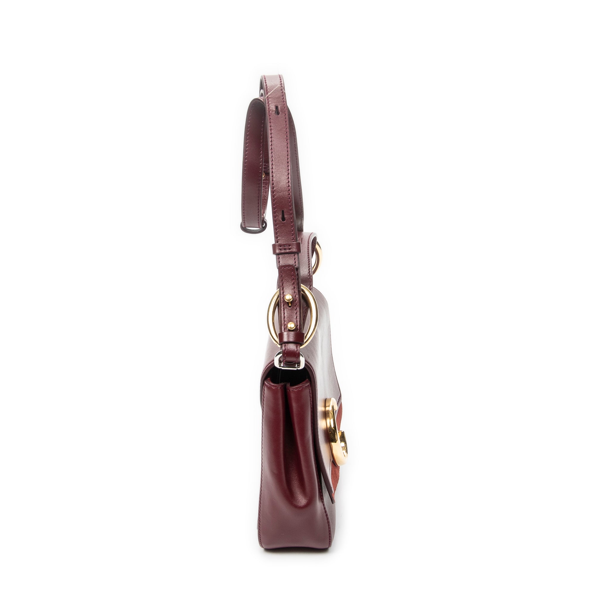 Shoulder Bag Mini C Crossbody Burgundy Smooth Calfskin Leather