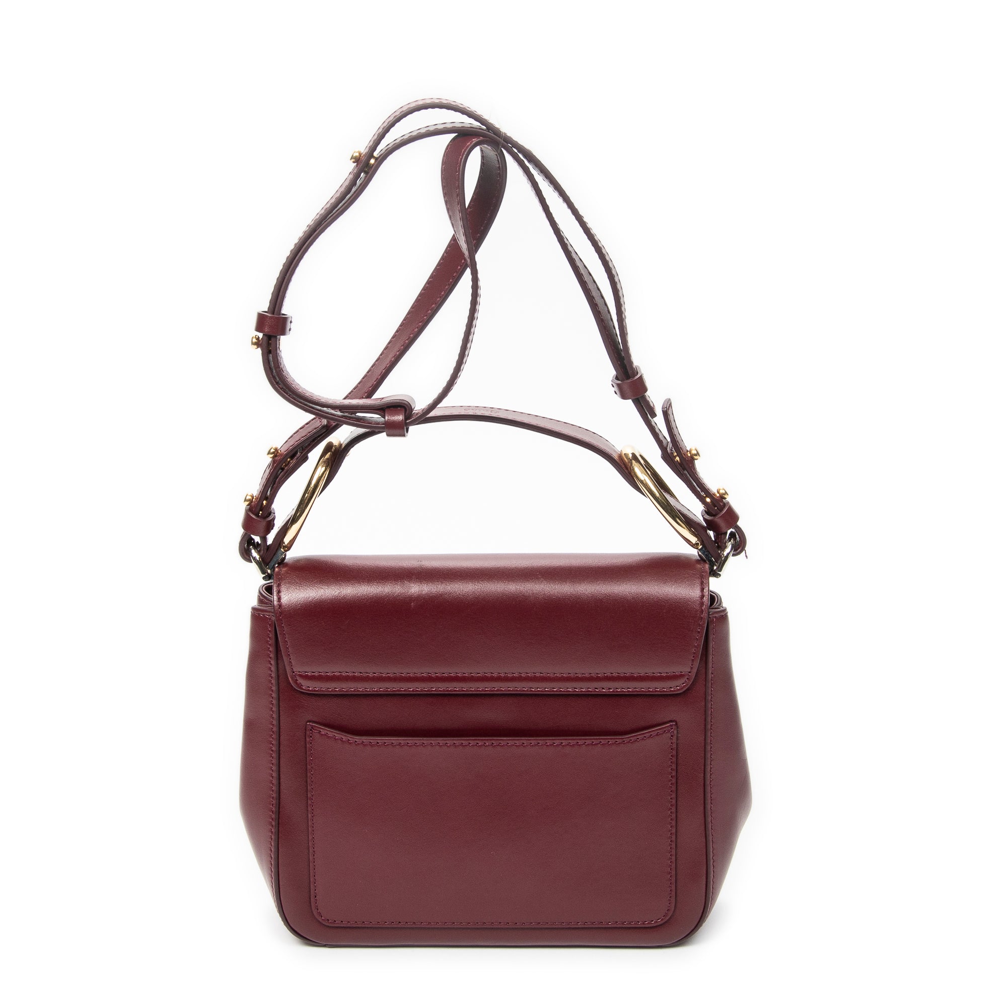 Shoulder Bag Mini C Crossbody Burgundy Smooth Calfskin Leather
