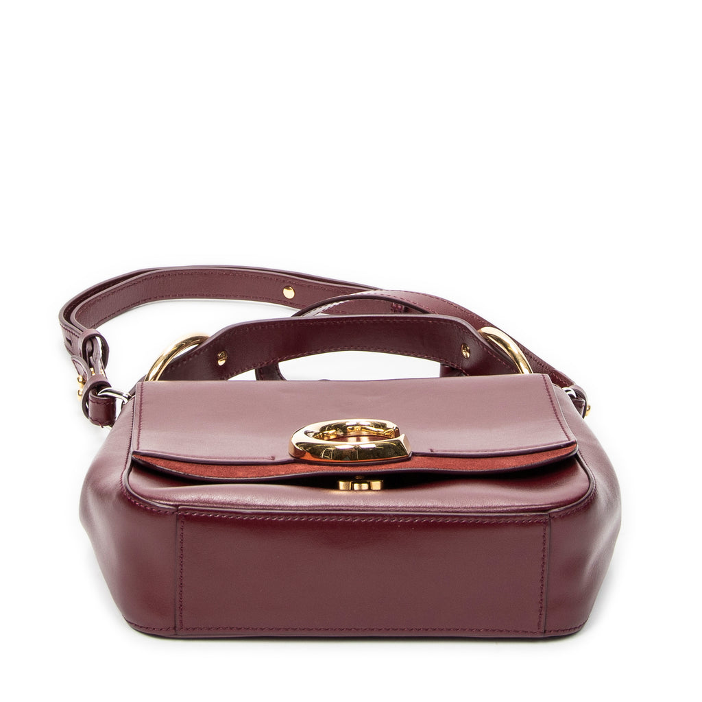 Shoulder Bag Mini C Crossbody Burgundy Smooth Calfskin Leather