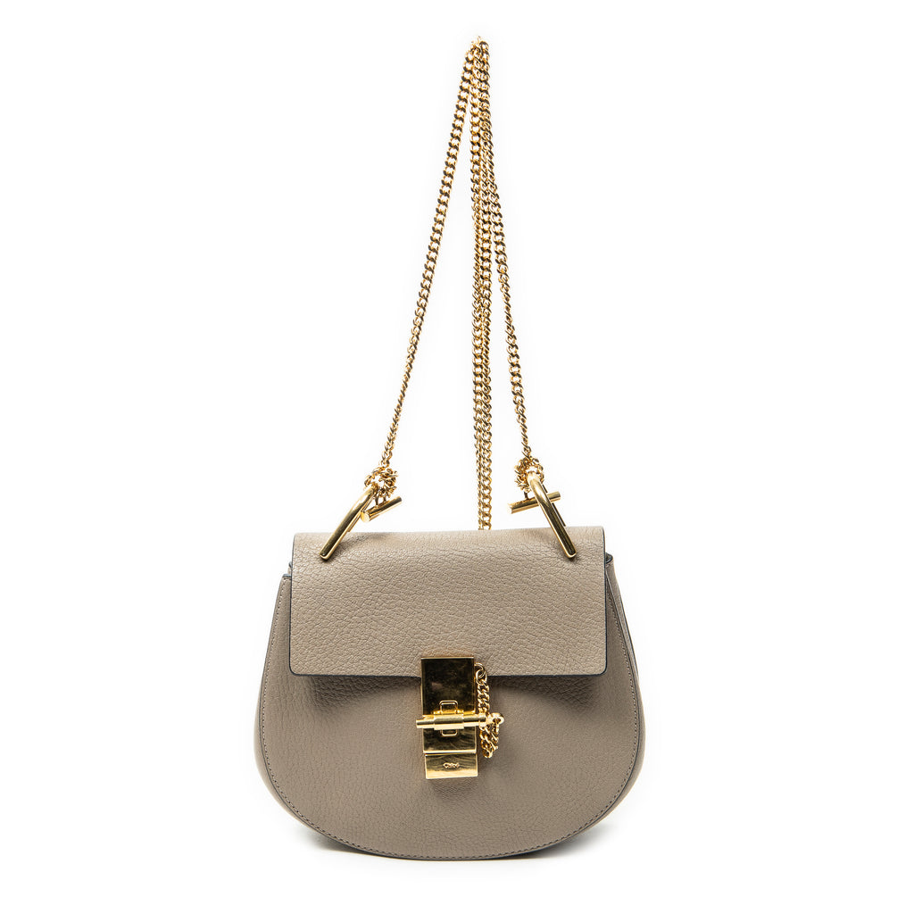 Shoulder Bag Mini Drew Taupe Goatskin Leather