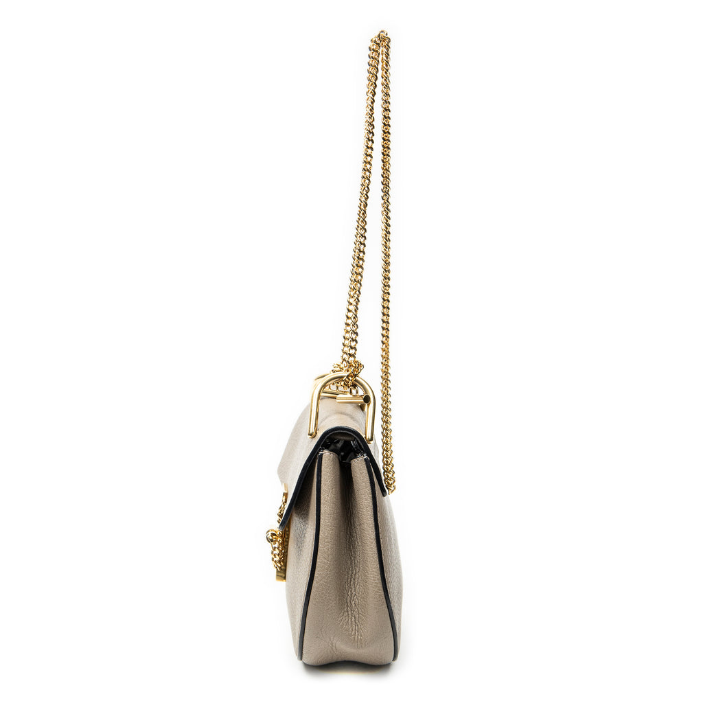 Shoulder Bag Mini Drew Taupe Goatskin Leather