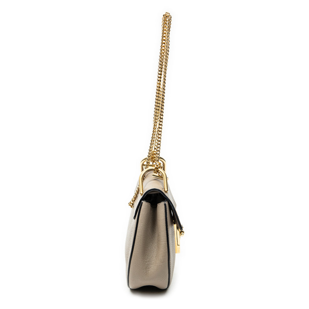 Shoulder Bag Mini Drew Taupe Goatskin Leather