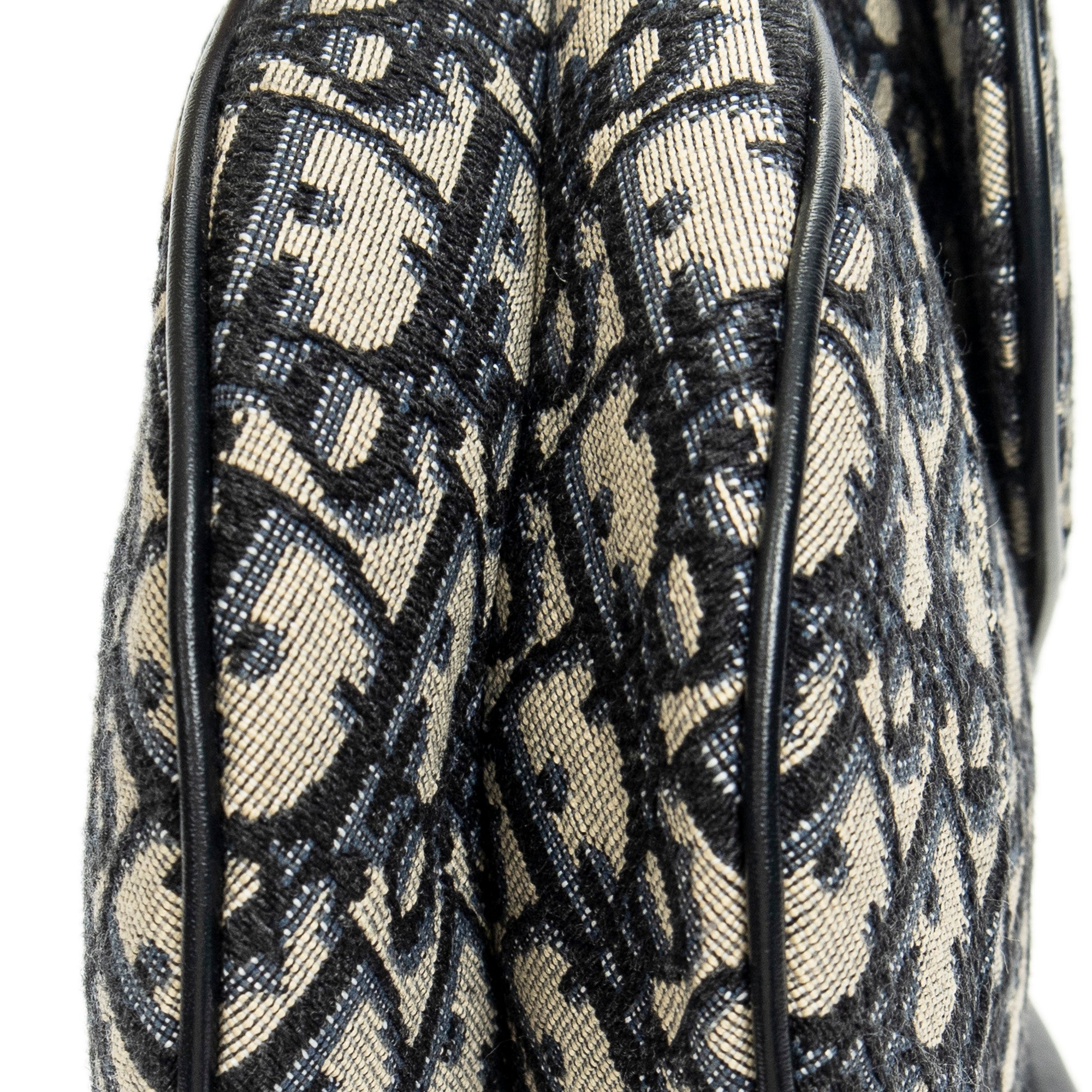 Shoulder Bag Saddle Bag Beige Oblique Jacquard Canvas