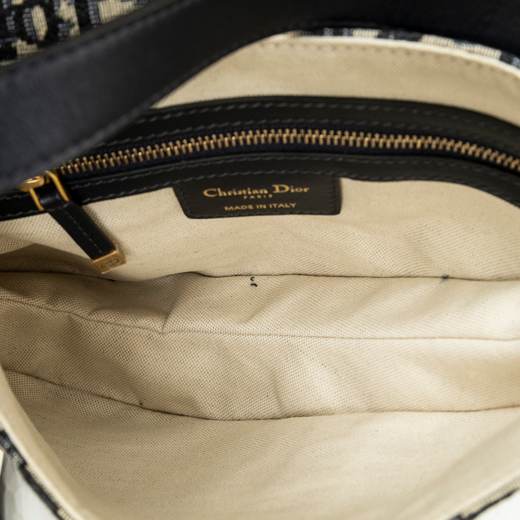 Shoulder Bag Saddle Bag Beige Oblique Jacquard Canvas