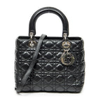 Sac bandoulière moyen Lady Dior Zip en cuir d'agneau Cannage noir