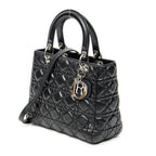 Sac bandoulière moyen Lady Dior Zip en cuir d'agneau Cannage noir