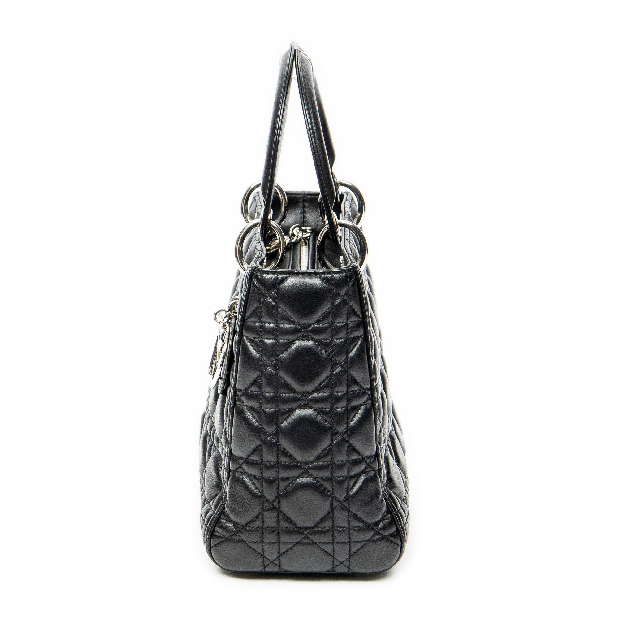 Sac bandoulière moyen Lady Dior Zip en cuir d'agneau Cannage noir