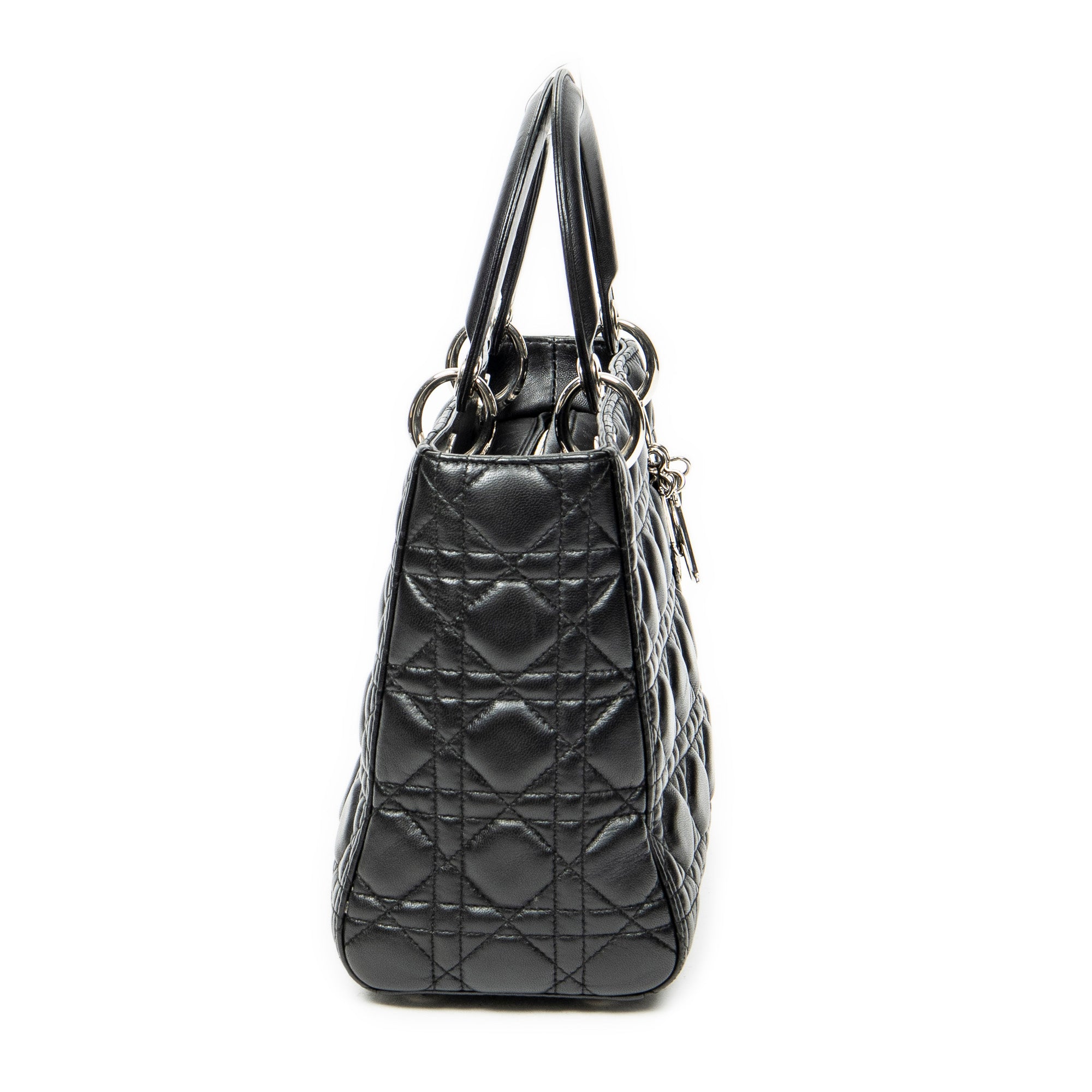 Sac bandoulière moyen Lady Dior Zip en cuir d'agneau Cannage noir