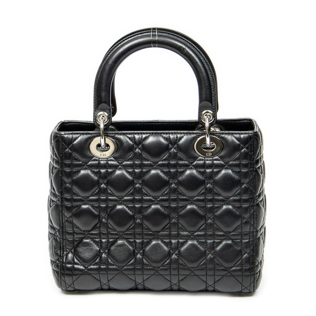 Sac bandoulière moyen Lady Dior Zip en cuir d'agneau Cannage noir