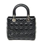 Sac bandoulière moyen Lady Dior Zip en cuir d'agneau Cannage noir