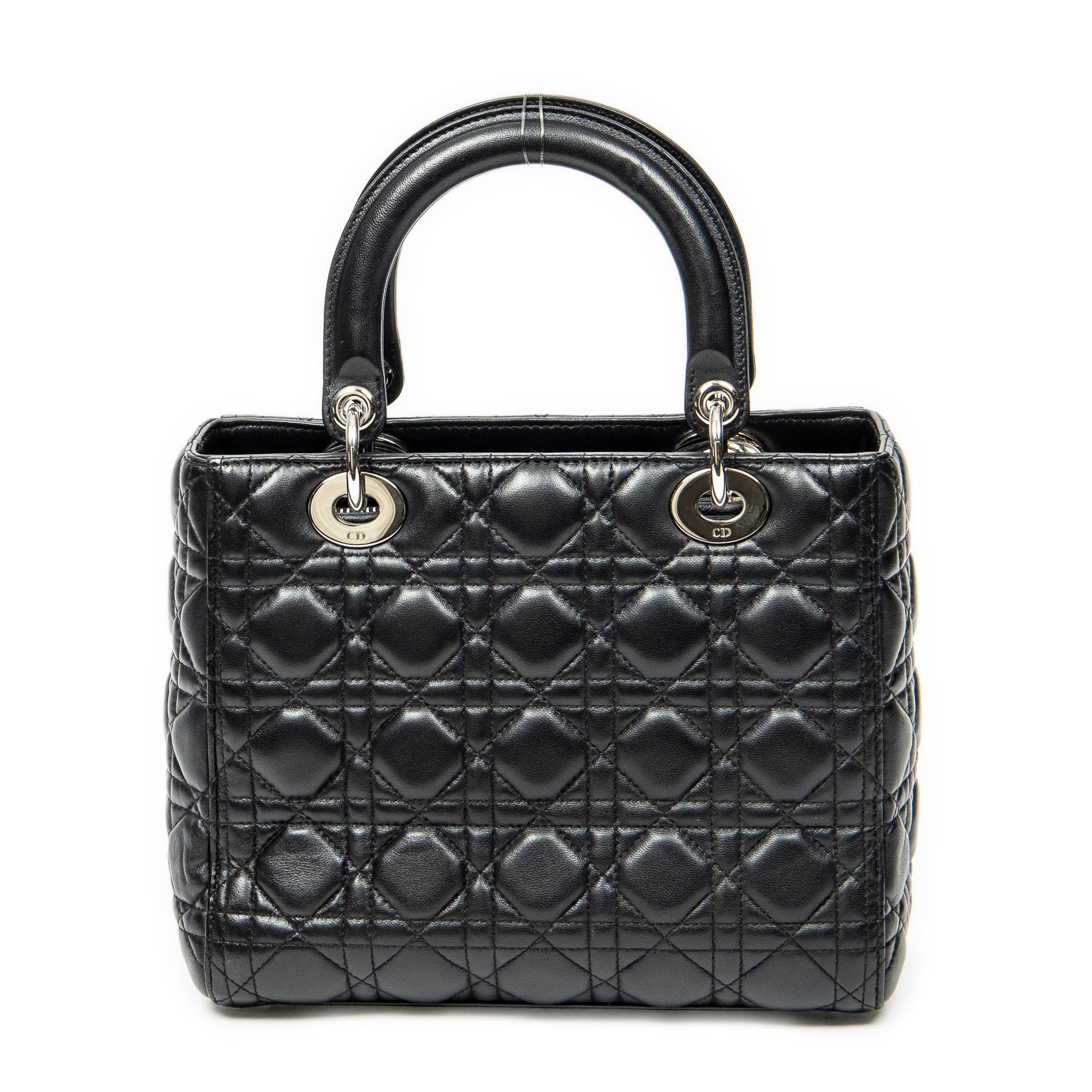 Sac bandoulière moyen Lady Dior Zip en cuir d'agneau Cannage noir