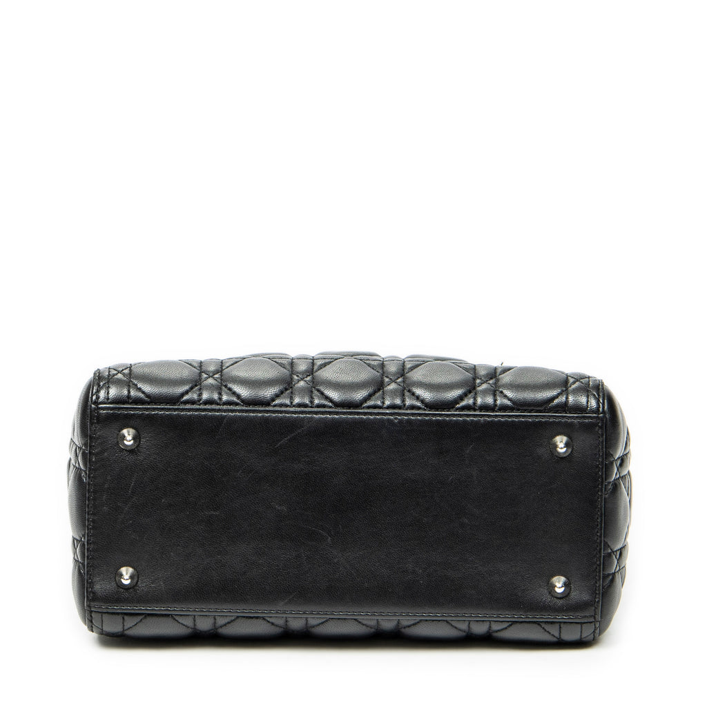 Sac bandoulière moyen Lady Dior Zip en cuir d'agneau Cannage noir