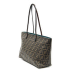 Shoulder Bag Roll Zip Tote Dark Brown Zucca Coated Canvas