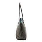 Shoulder Bag Roll Zip Tote Dark Brown Zucca Coated Canvas