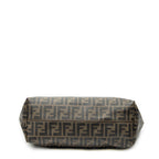 Shoulder Bag Roll Zip Tote Dark Brown Zucca Coated Canvas