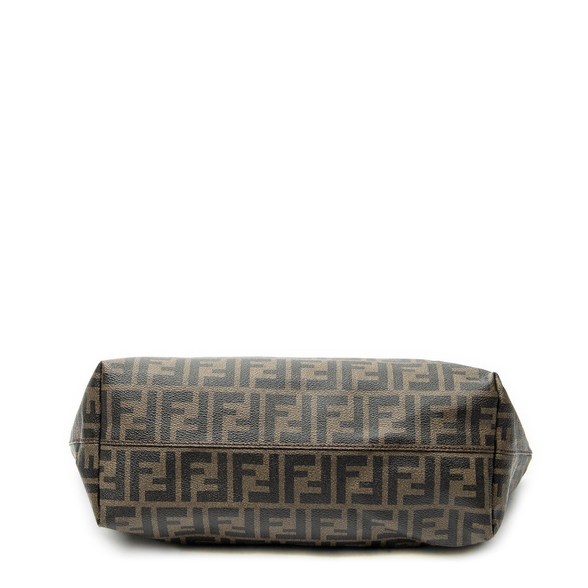 Shoulder Bag Roll Zip Tote Dark Brown Zucca Coated Canvas
