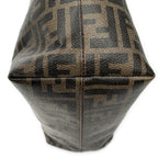 Shoulder Bag Roll Zip Tote Dark Brown Zucca Coated Canvas