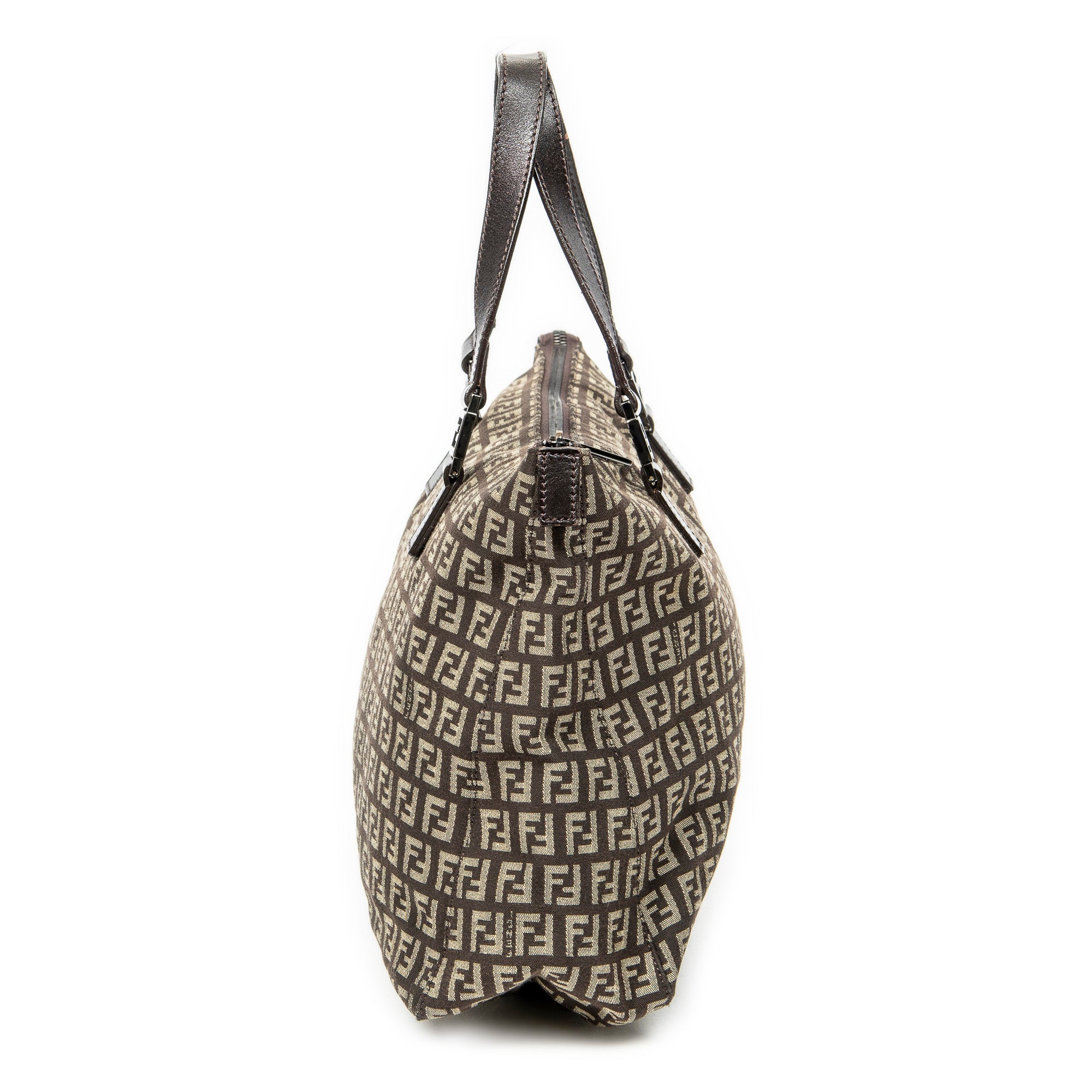 Shoulder Bag Roll Tote Dark Brown Zucchino Canvas