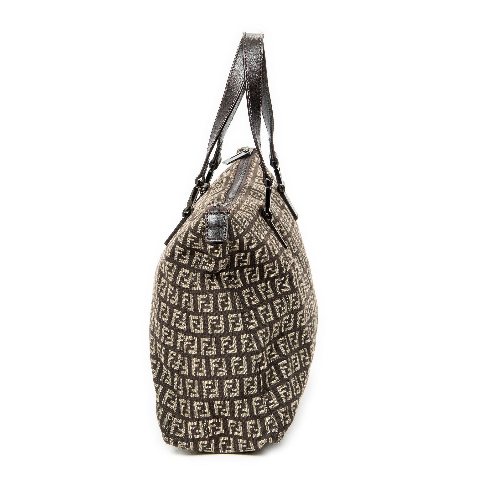 Shoulder Bag Roll Tote Dark Brown Zucchino Canvas