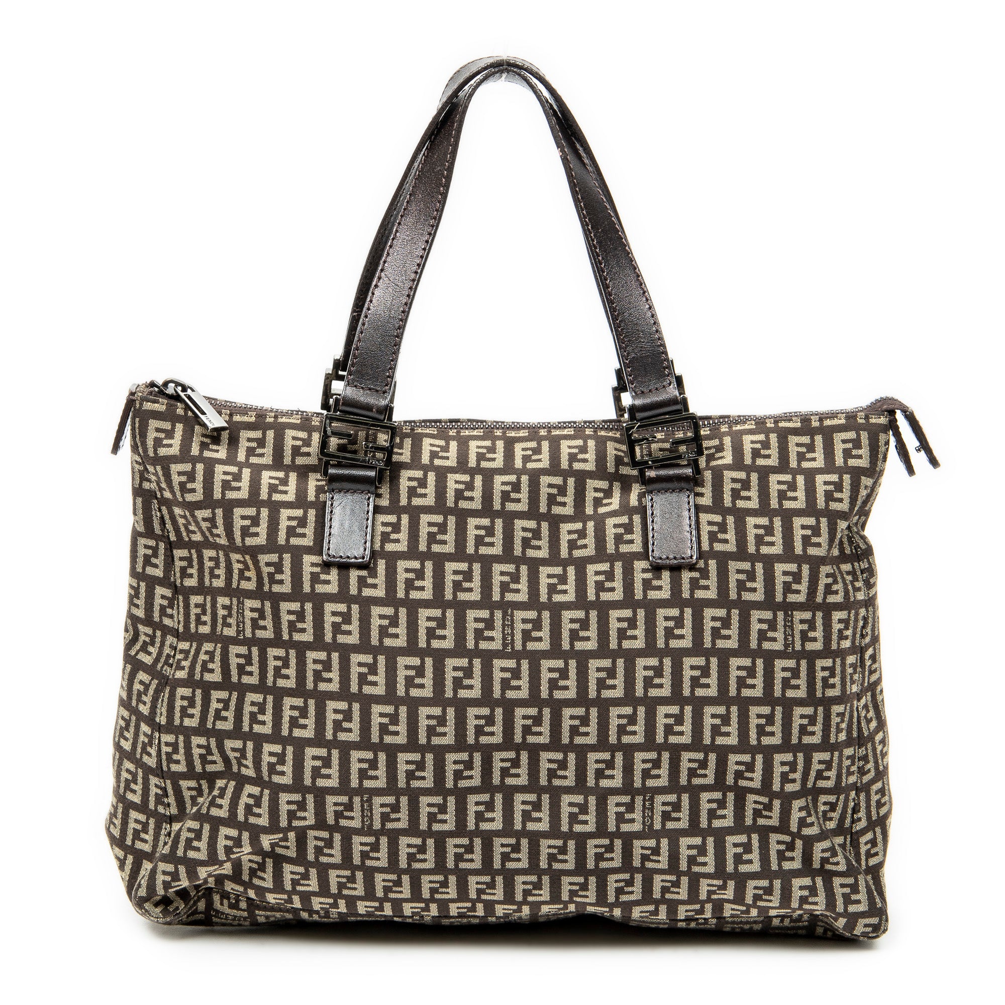 Shoulder Bag Roll Tote Dark Brown Zucchino Canvas