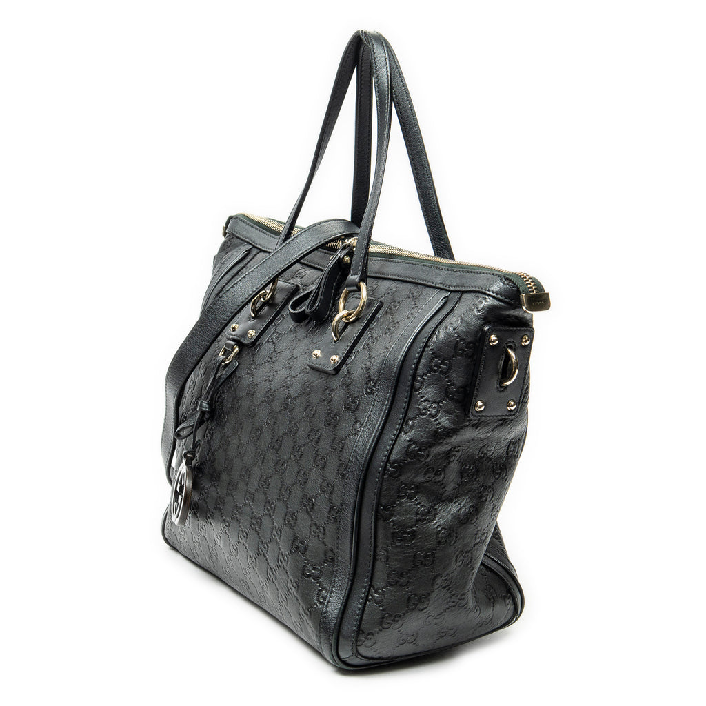Shoulder Bag Large Charm Tote Black Guccissima Leather