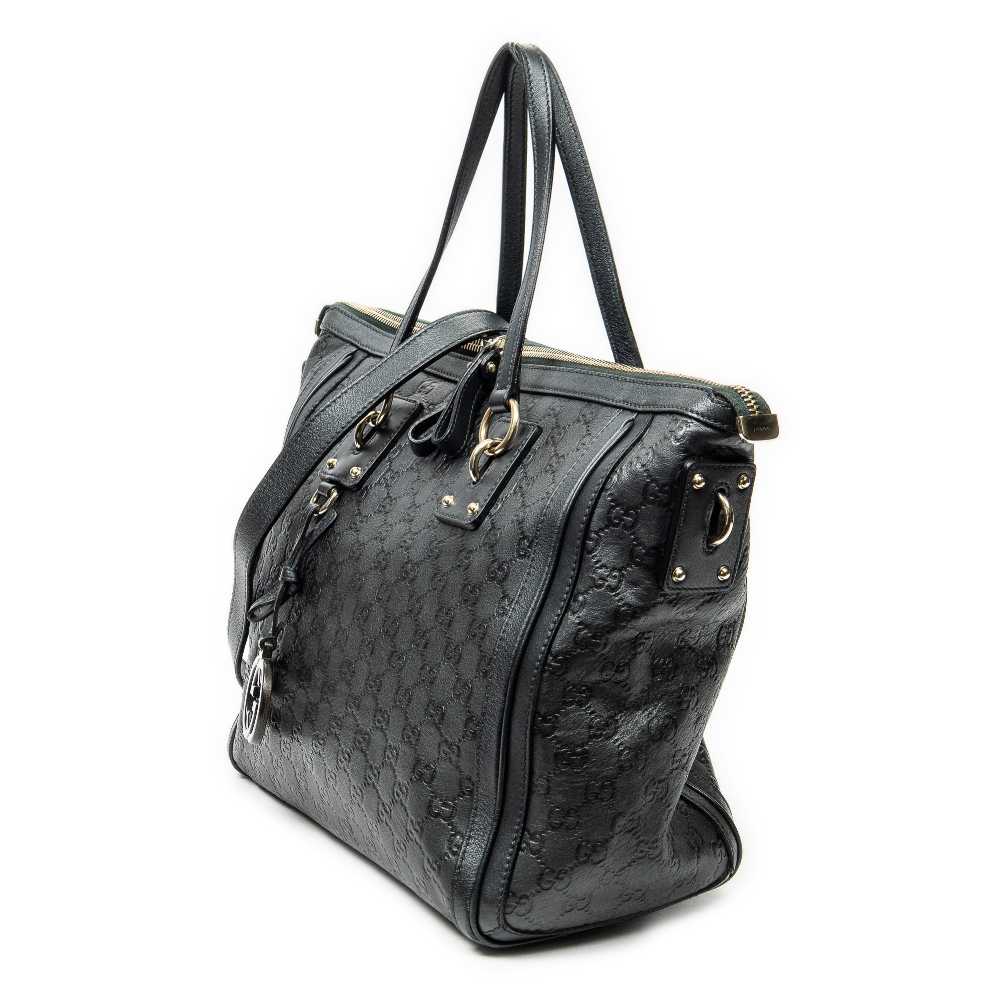Shoulder Bag Large Charm Tote Black Guccissima Leather