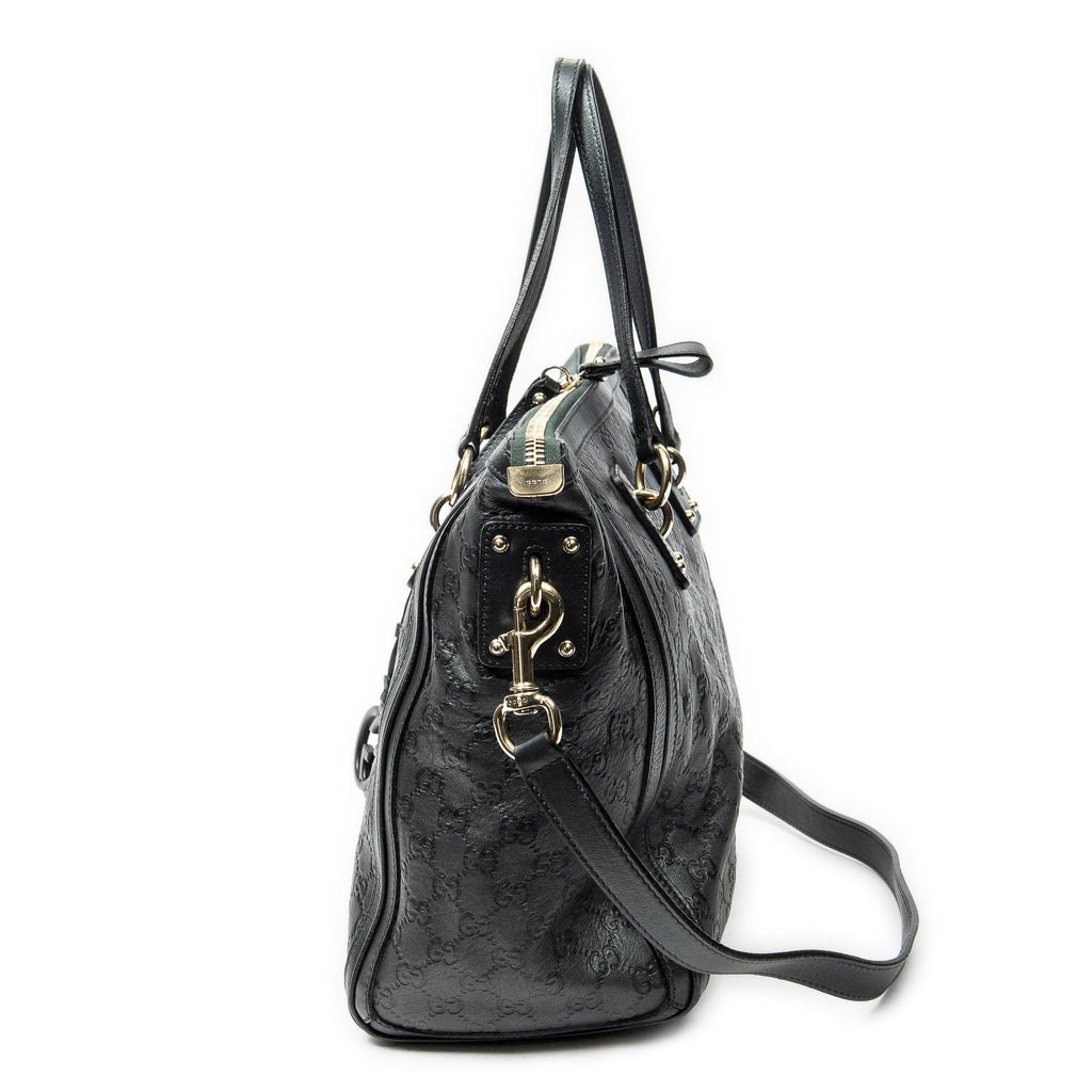 Shoulder Bag Large Charm Tote Black Guccissima Leather