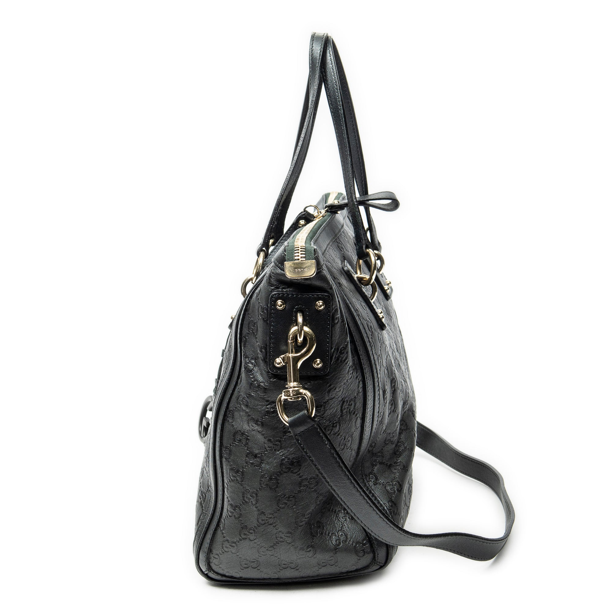 Shoulder Bag Large Charm Tote Black Guccissima Leather