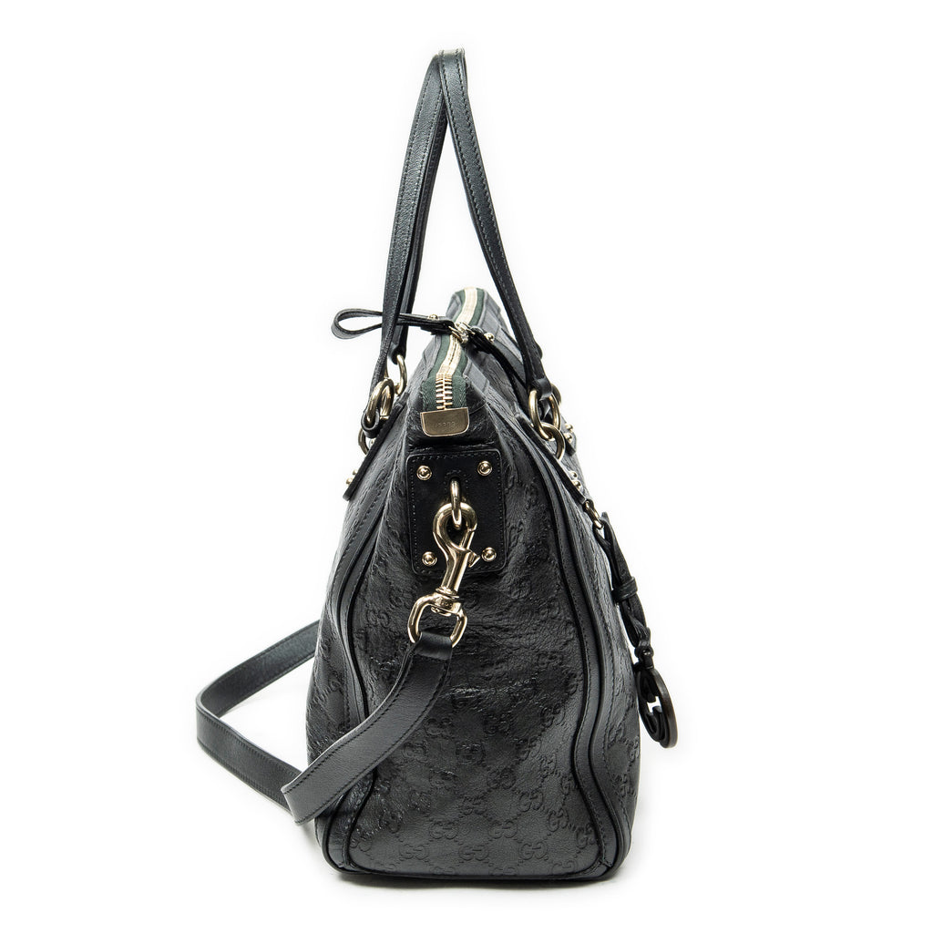 Shoulder Bag Large Charm Tote Black Guccissima Leather