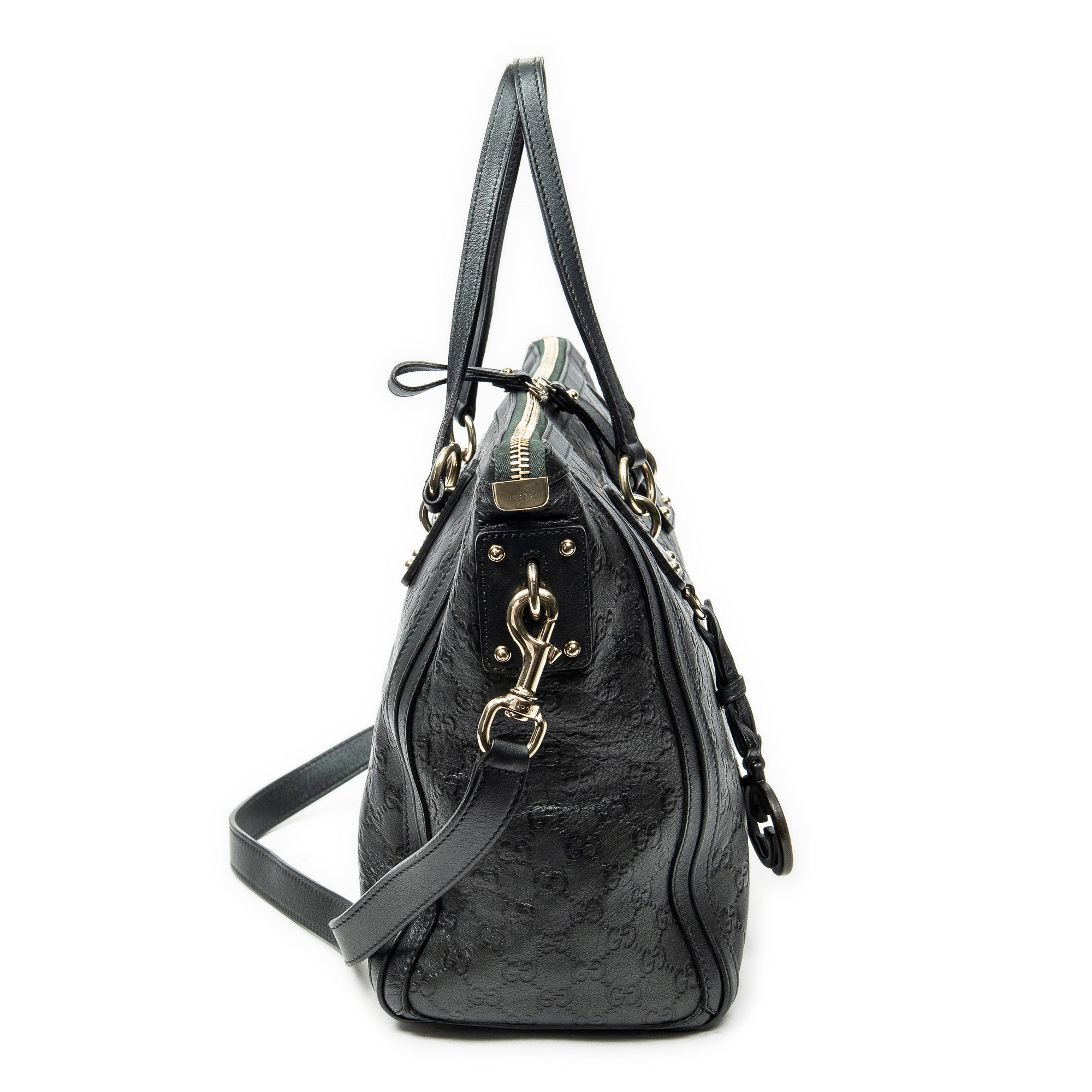 Shoulder Bag Large Charm Tote Black Guccissima Leather
