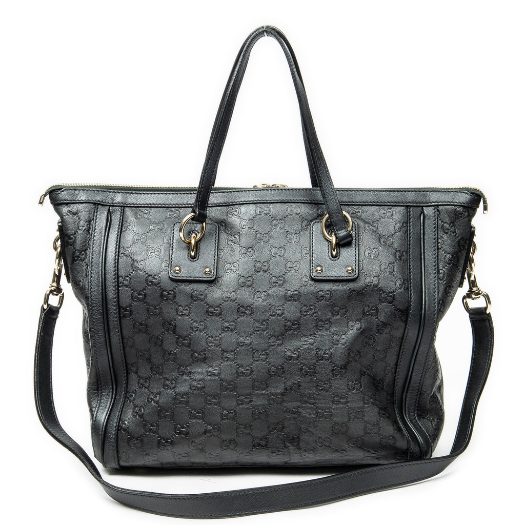 Shoulder Bag Large Charm Tote Black Guccissima Leather