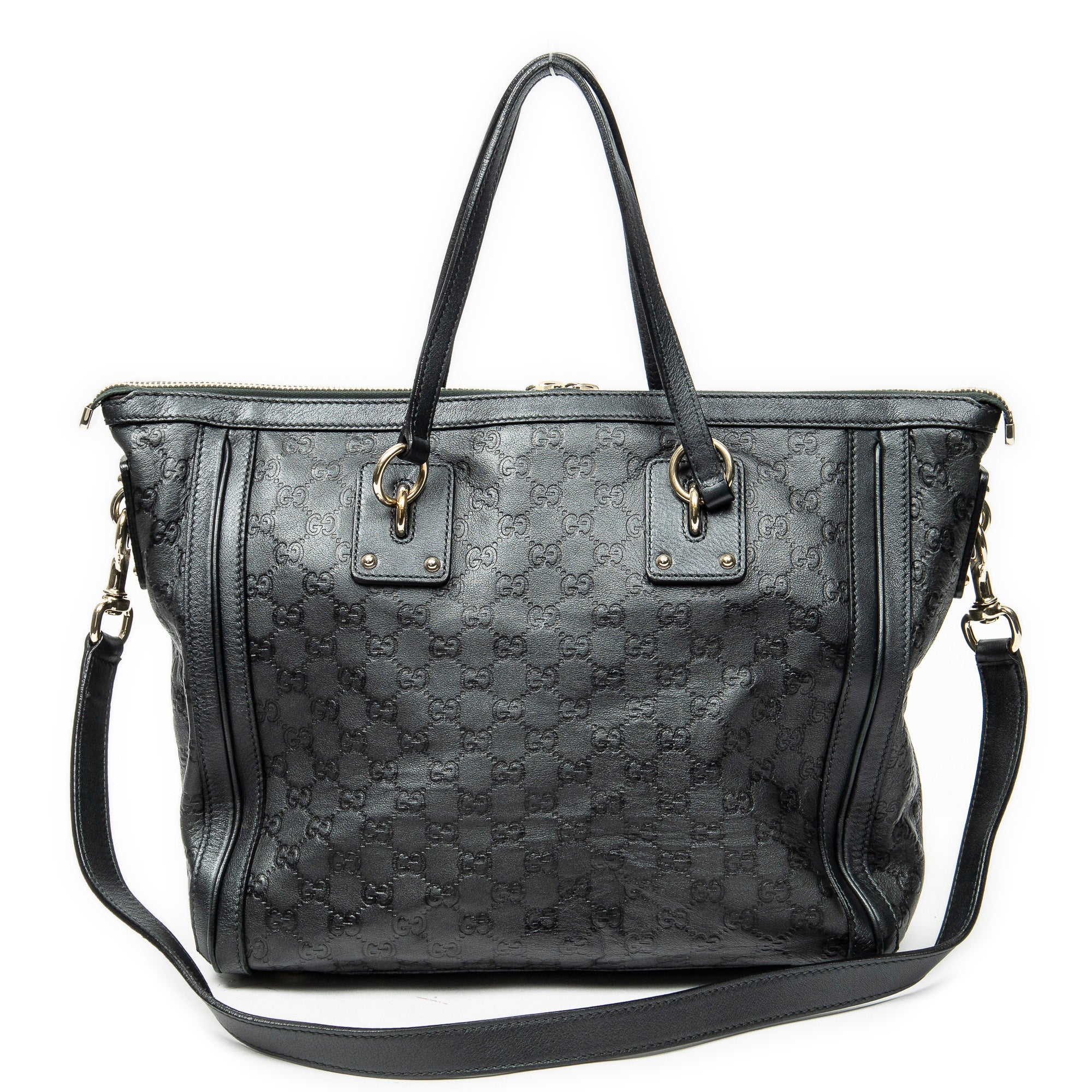 Shoulder Bag Large Charm Tote Black Guccissima Leather
