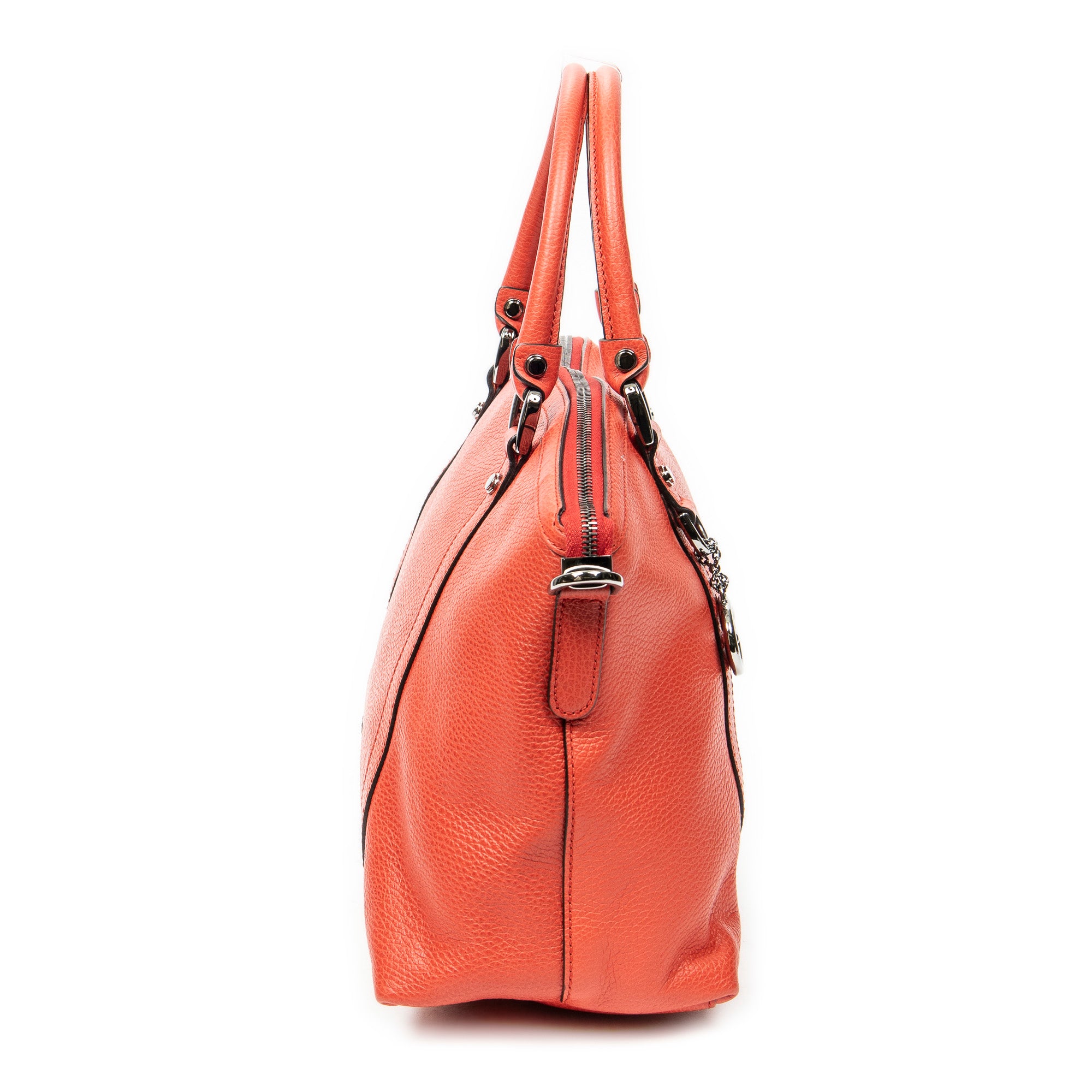 Bandolera Mediana GG Charm Asa Superior Piel de Becerro Granulada Roja