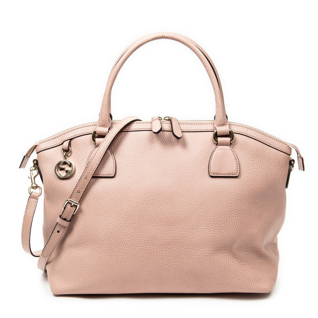 Shoulder Bag Large GG Charm Dome Tote Pink Grained Leather