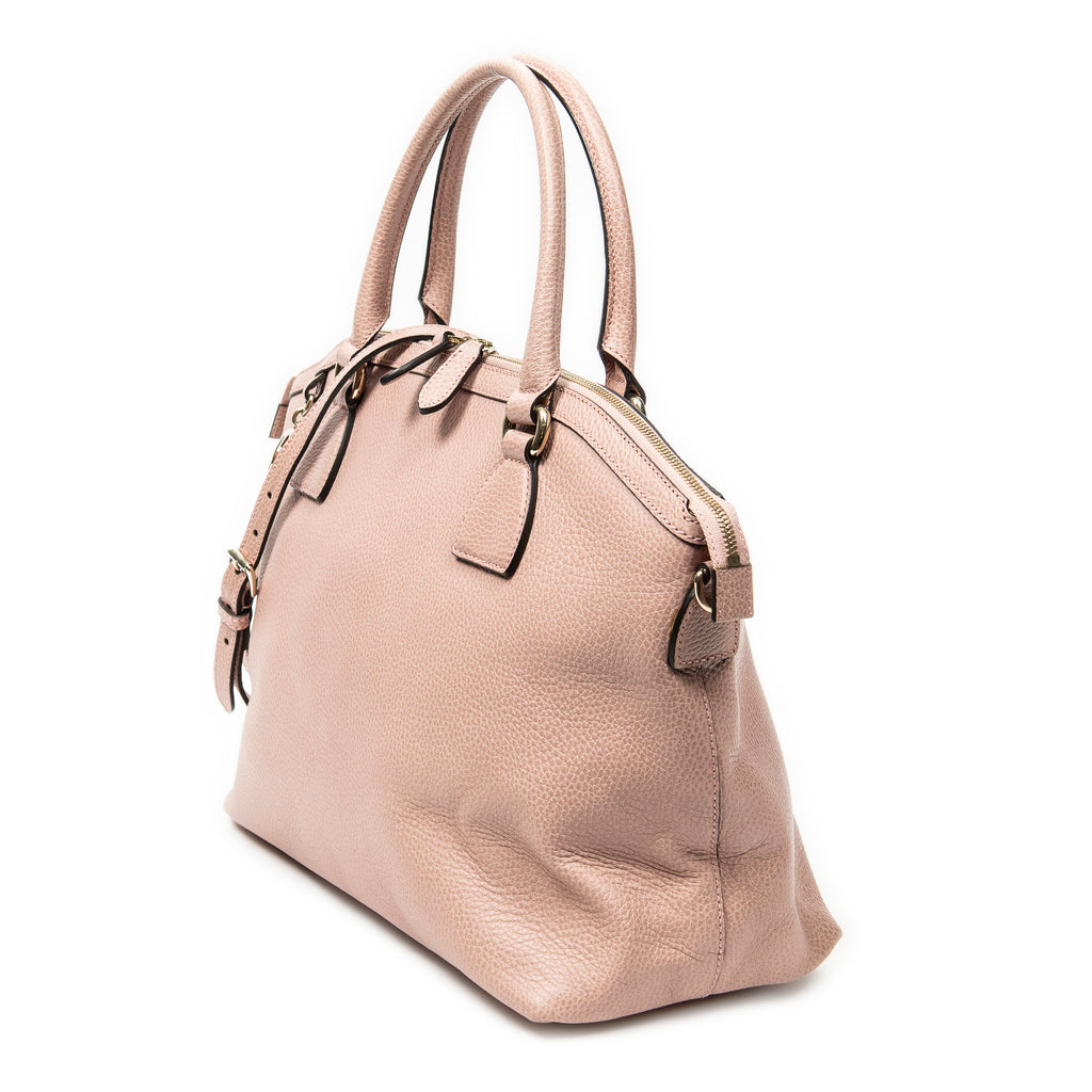 Shoulder Bag Large GG Charm Dome Tote Pink Grained Leather