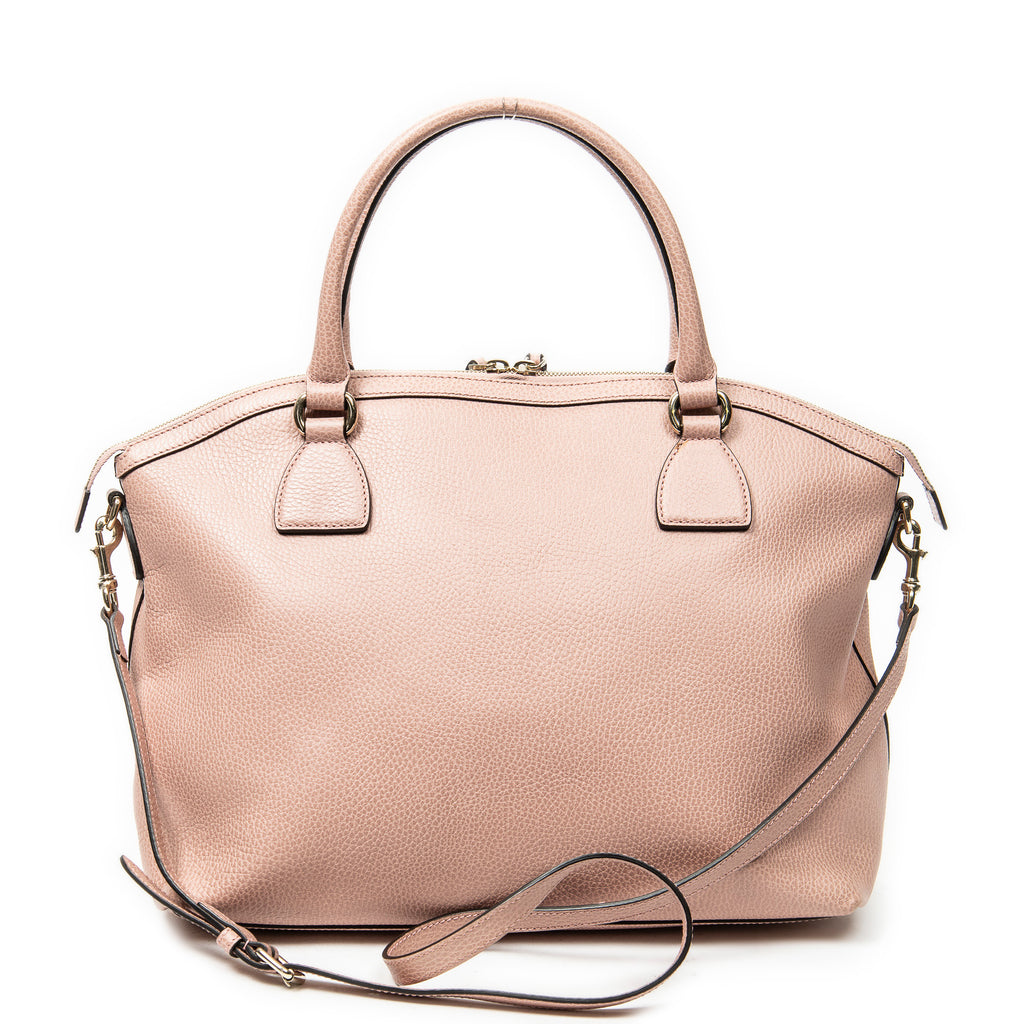 Shoulder Bag Large GG Charm Dome Tote Pink Grained Leather