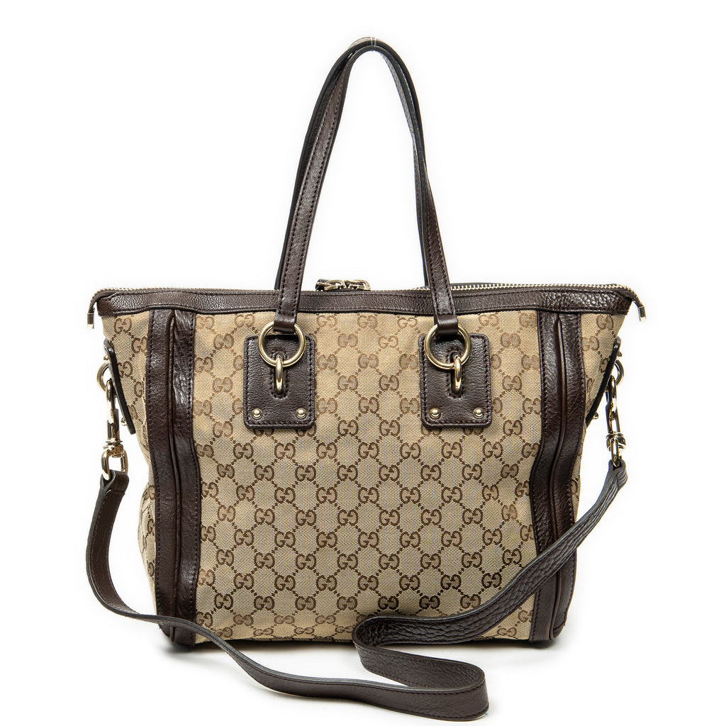 Shoulder Bag Medium Charm Top Handle Beige Monogrammed Canvas