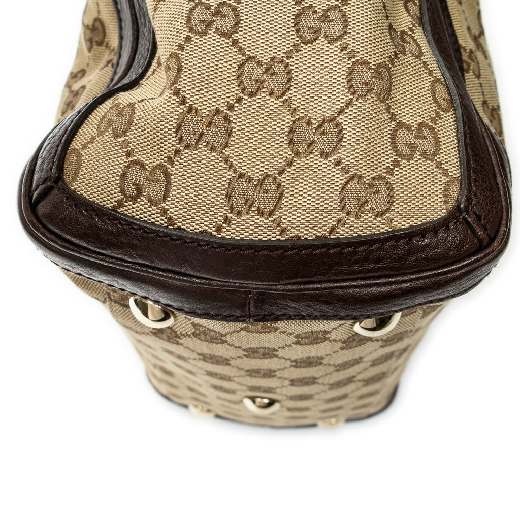 Shoulder Bag Medium Charm Top Handle Beige Monogrammed Canvas