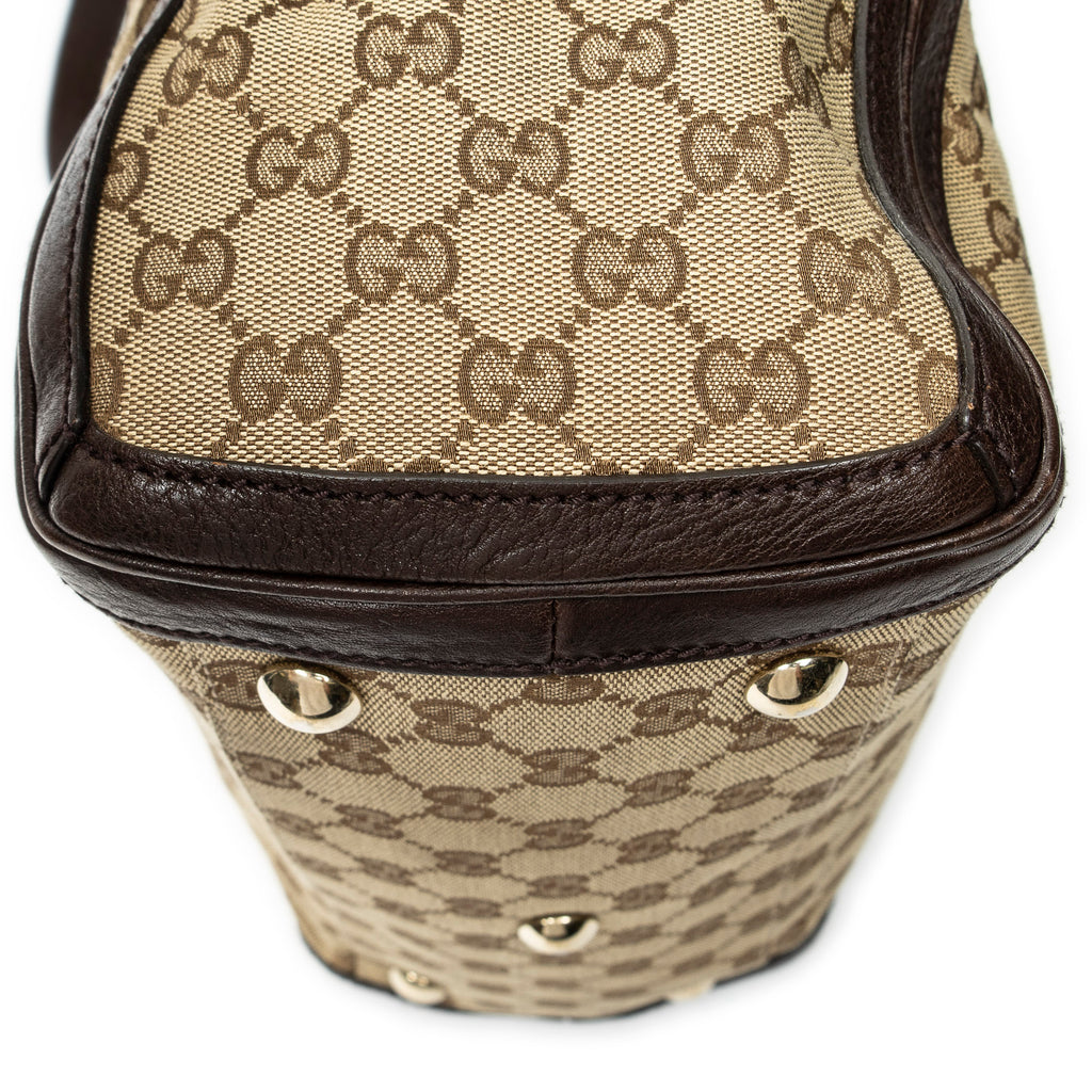 Shoulder Bag Medium Charm Top Handle Beige Monogrammed Canvas